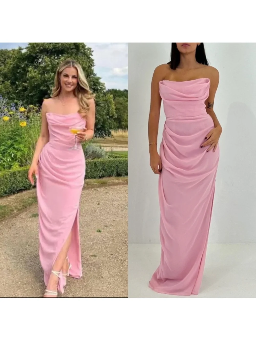HOUSE OF CB 'Adrienne' Pink Quartz Strapless Gown size M A-C